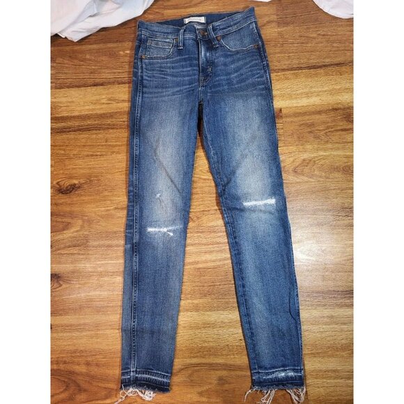 MADEWELL Women's‎ 9" High Rise Skinny Jeans SIZE 25 Raw Hem Mom Preppy - Picture 1 of 5